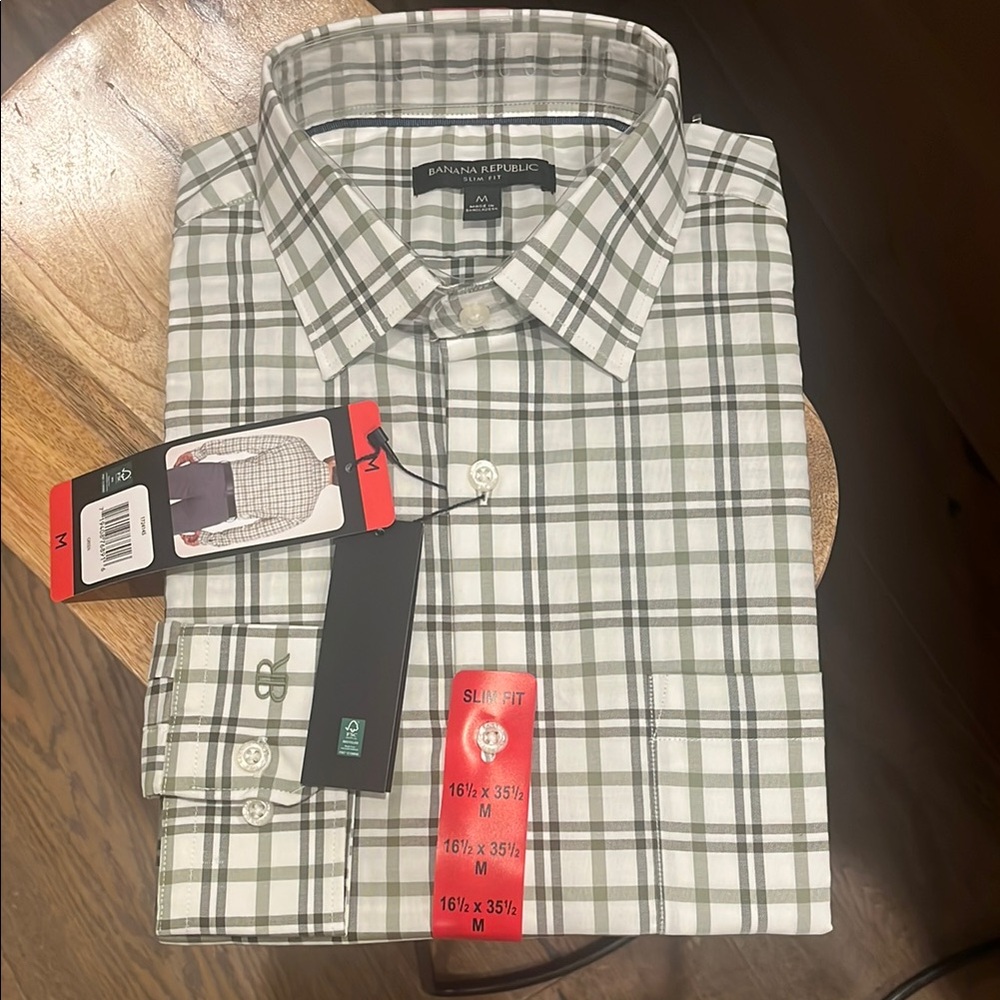 Banana Republic Men's Green Plaid Shirt